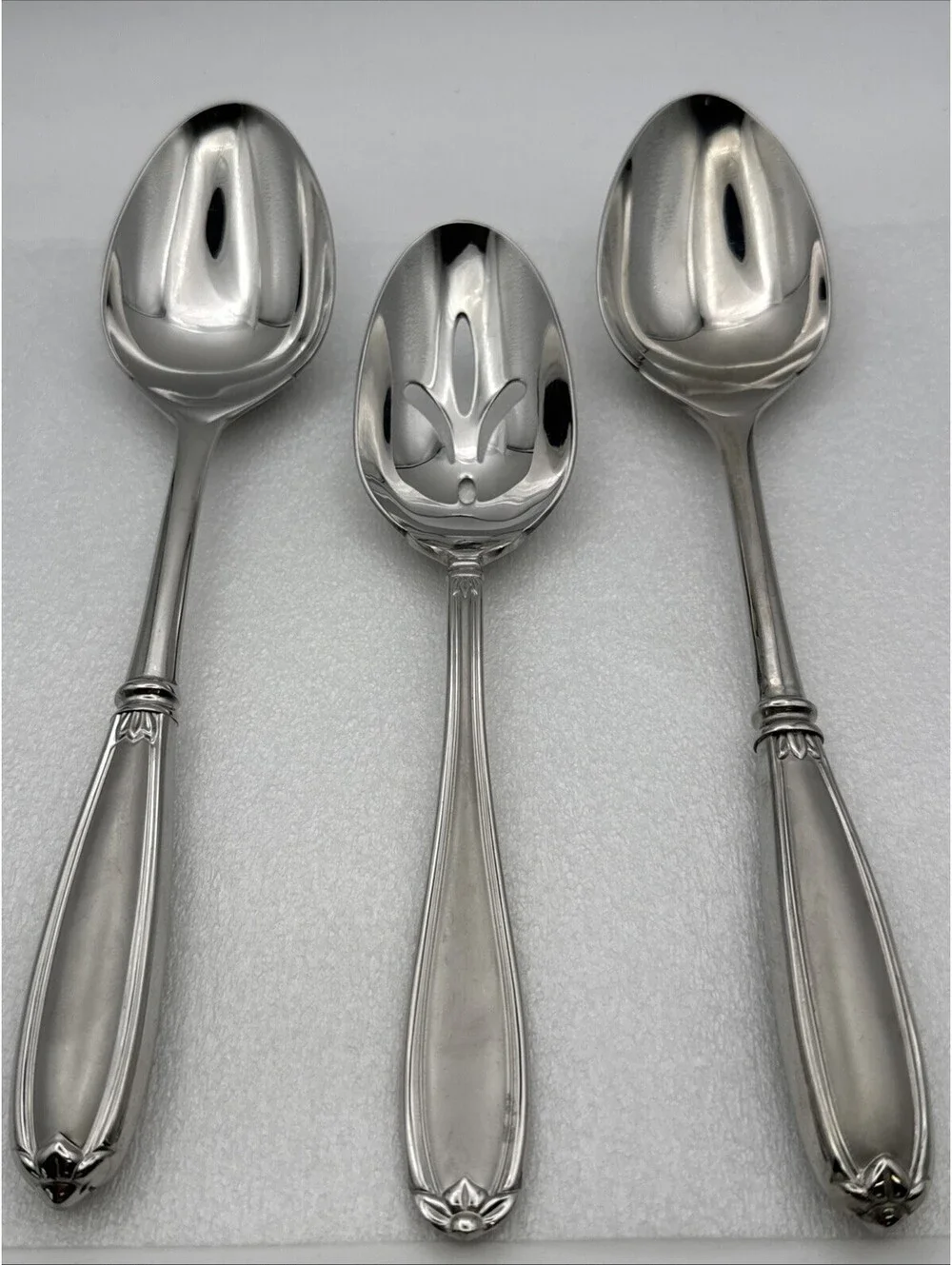 Princess House Barrington 18/10 Stainless Set Serving (2) & Slotted (1) Spoons